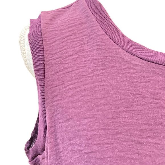 Calvin Klein sleeveless textured tank top in deep purple ribbed neckline size ox - Picture 5 of 12